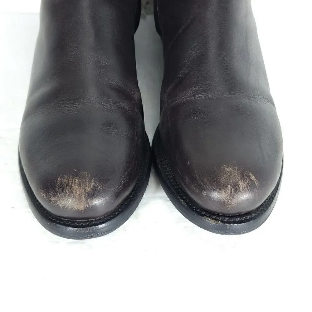 Tory Burch Women's Derby US 6M Brown Leather Flat Ankl Chelsea Bootie Boots